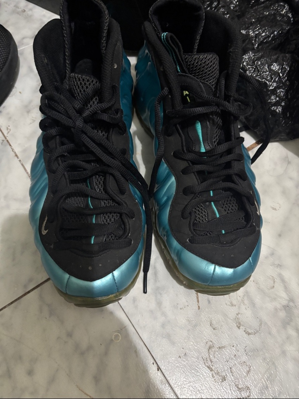 Nike Teal Metallic Foamposite Sneakers